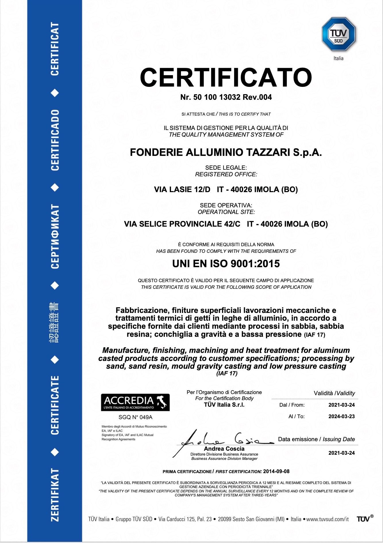 Certificato ISO 9001